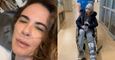 Luciana Gimenez surge de cadeira de rodas (Foto: Reprodução)