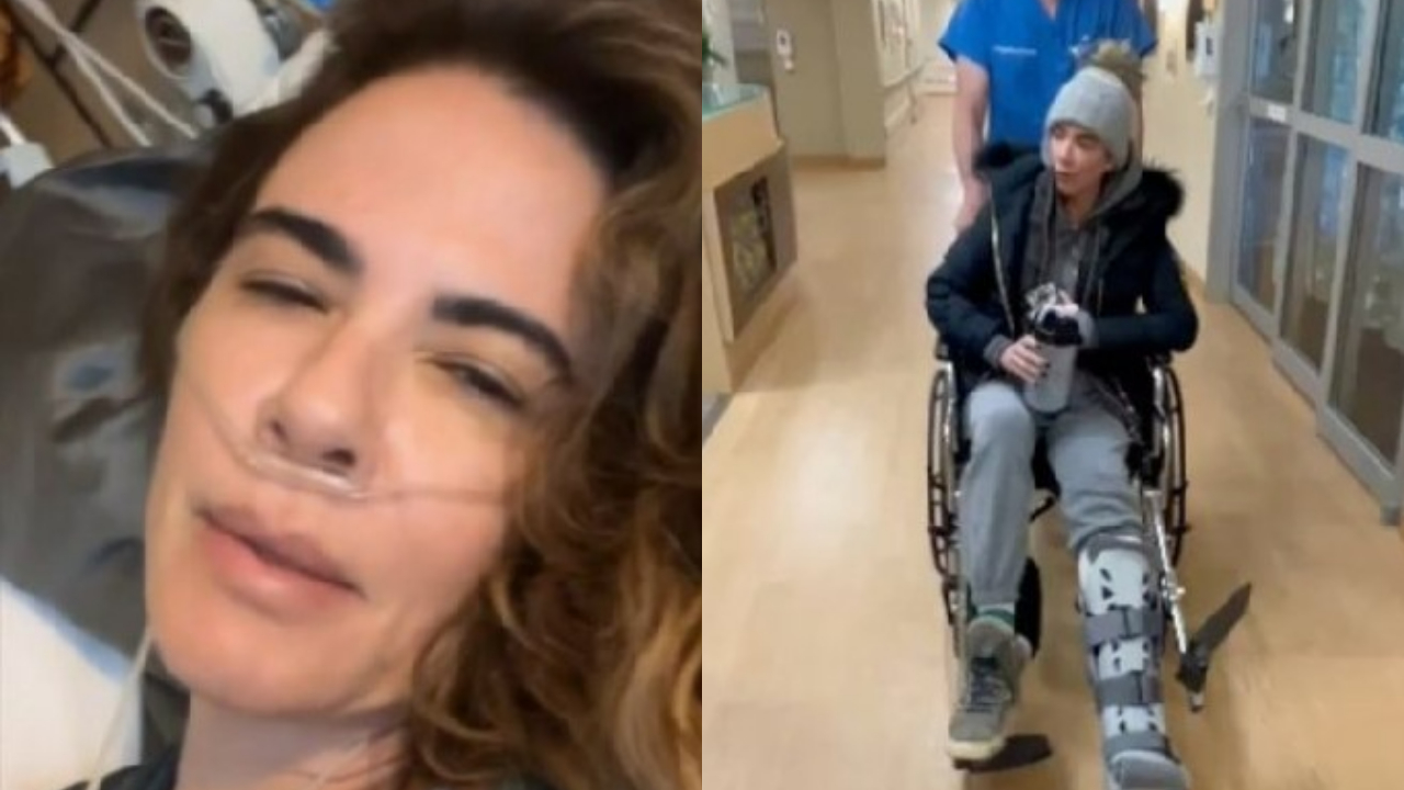 Luciana Gimenez surge de cadeira de rodas (Foto: Reprodução)