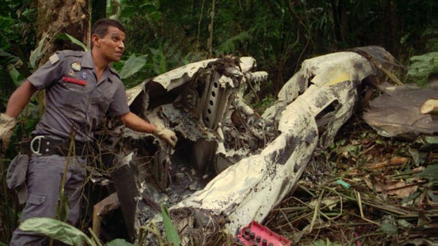 Avião dos Mamonas Assassinas em destroços (Foto: Reprodução)