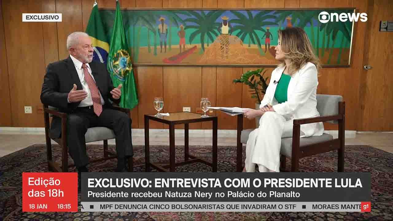 Natuza Nery entrevista o Presidente Lula (Foto: Reprodução)